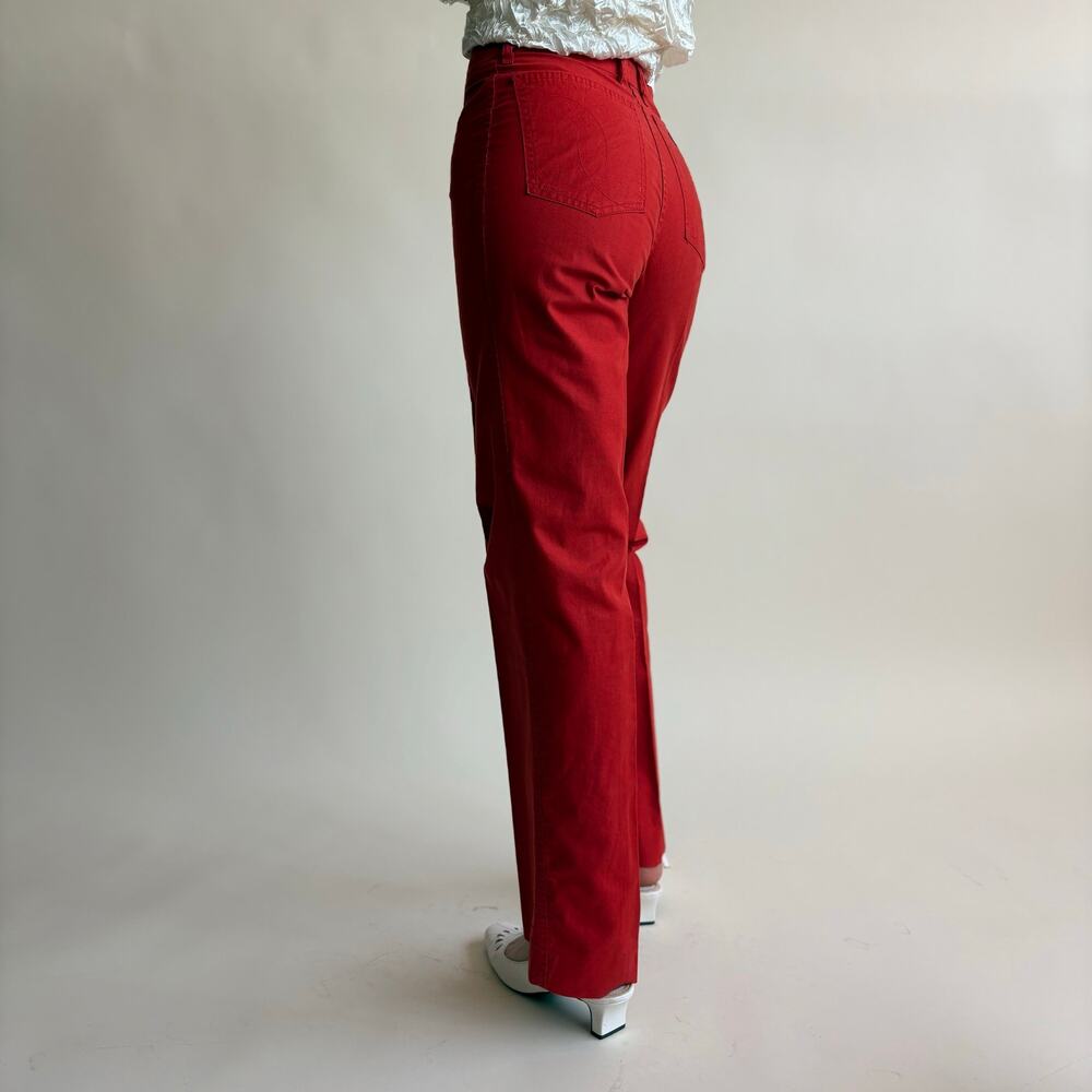 Cacharel Paris Red High-Waisted Wide Leg Jeans - Size 8 (Fits 2) - Picture 4 of 8